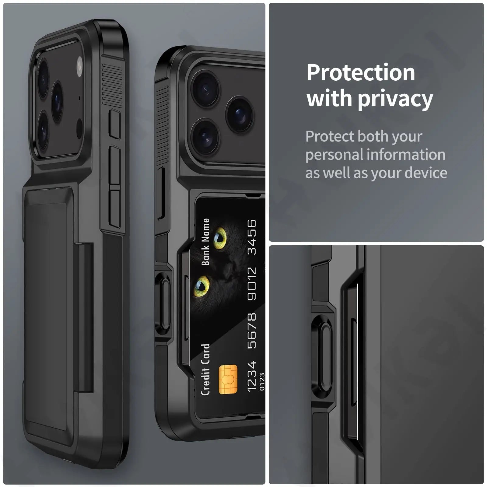 Case For iPhone 17 16 15 14 13 12 11 Pro Max Plus Wallet Credit Card Holder ID Card Slot Heavy Duty Protection Shockproof Cover