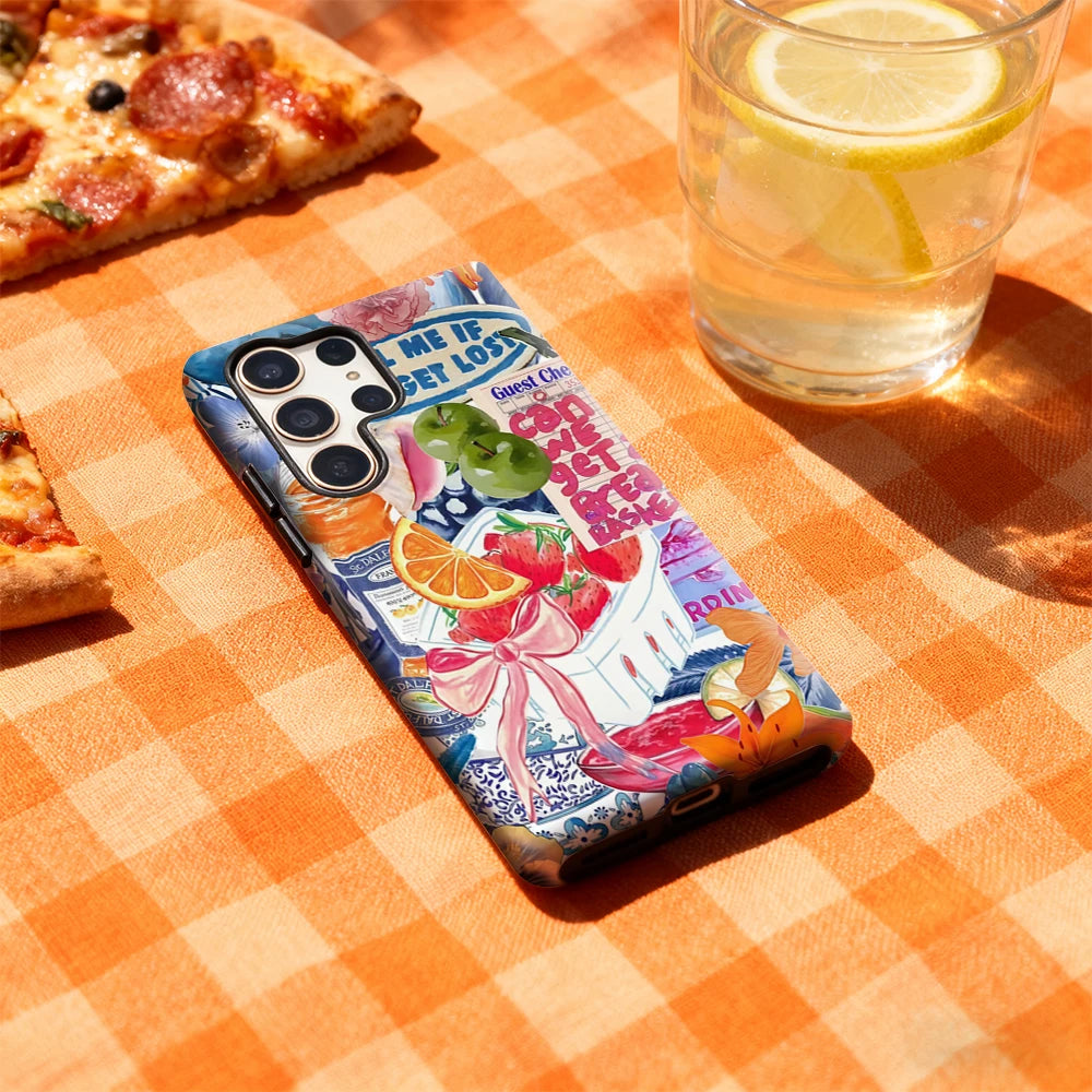 Fruits and Florals Phone Case for Samsung Galaxy S25 Ultra S24 S23 Ultra Plus Glossy Double-layer Back Cover