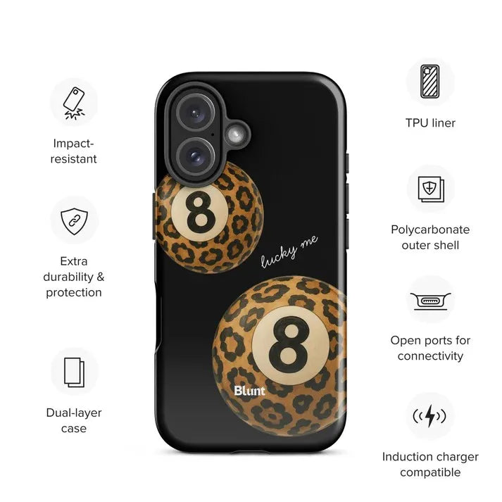 Luxury Leopard Number 8Phone Case for iPhone 16 15 14 13 12 11 X XS XR XSMAX 7 8 Pro Max Plus Luxury Double-layer Back Cover