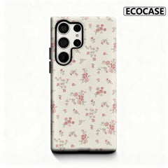Cream Pink FlowersPhone Case for Samsung Galaxy S25 Ultra S24 S23 Ultra Plus Glossy Double-layer Back Cover