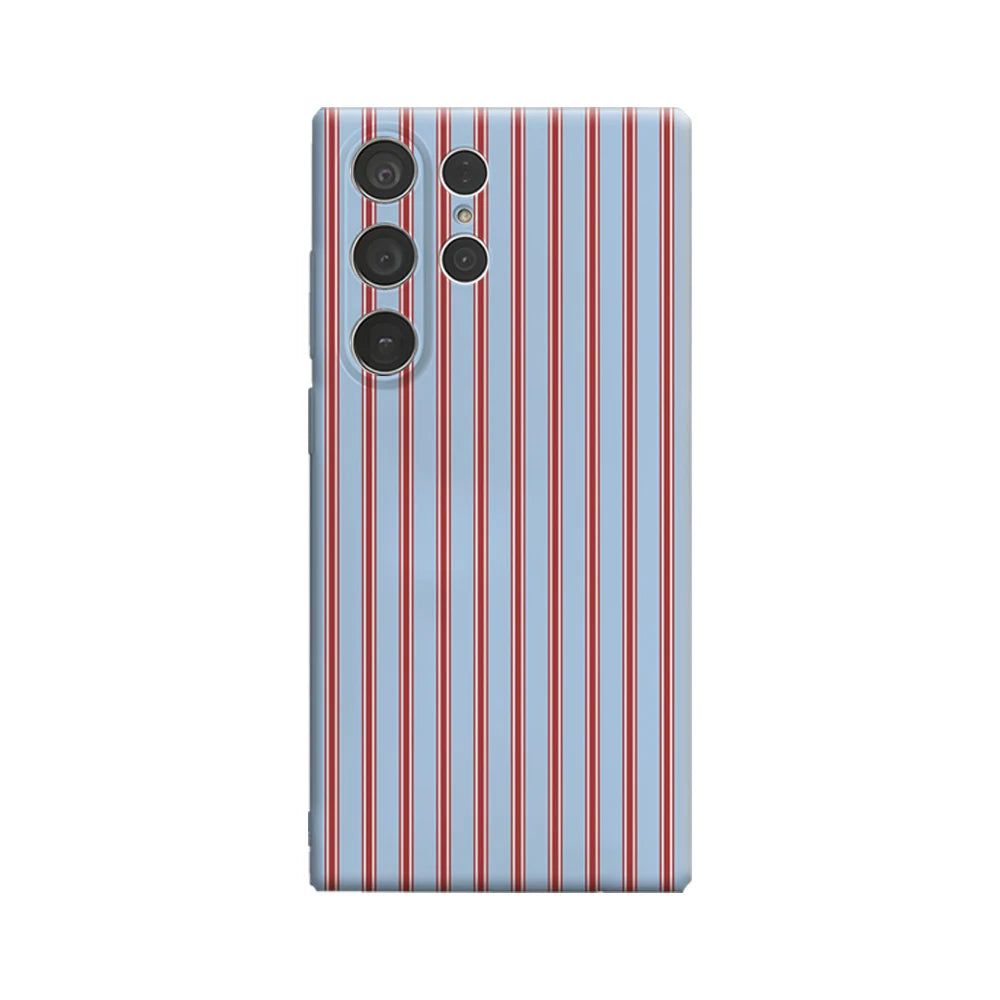Red and Blue Stripes Phone Case for Samsung Galaxy S25 Ultra S24 S23 Ultra Plus Glossy Double-layer Back Cover