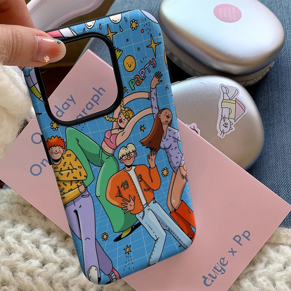 Retro Groovy Disco Party Illustration IPhone17 Must-Haves Phone Case for IPhone 17 16 15 14 Pro Max Plus Double-layer Back Cover