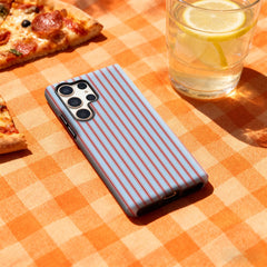 Red and Blue Stripes Phone Case for Samsung Galaxy S25 Ultra S24 S23 Ultra Plus Glossy Double-layer Back Cover